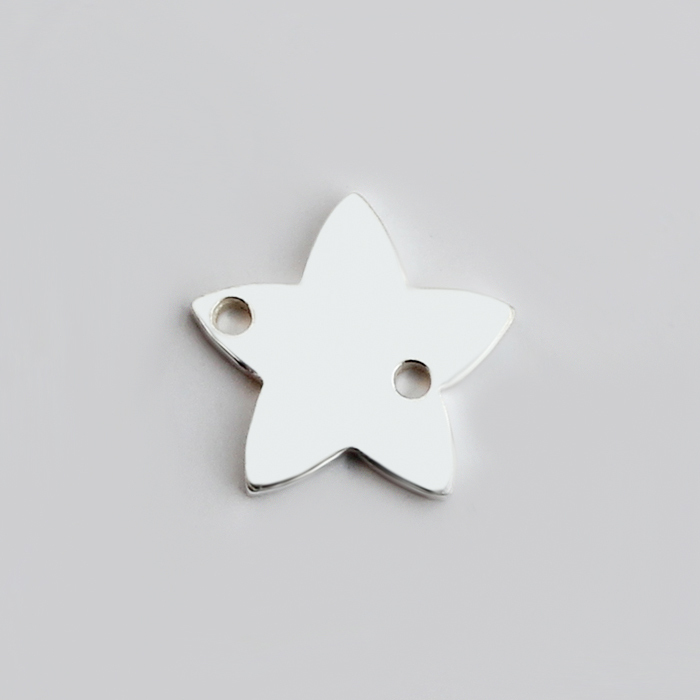 925 Sterling Silver Shiny Two Hole Star Jewelry Charm