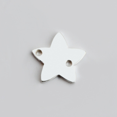 925 Sterling Silver Shiny Two Hole Star Jewelry Charm