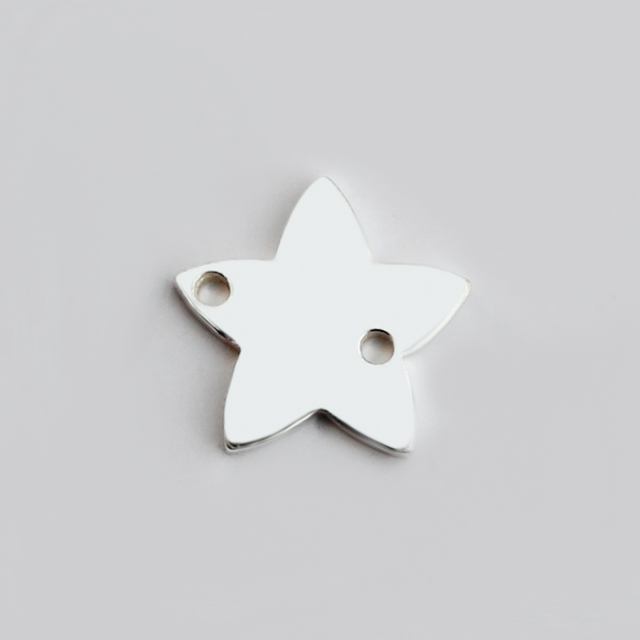 925 Sterling Silver Shiny Two Hole Star Jewelry Charm