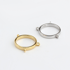 925 Sterling Silver Round Circle Shiny Connector