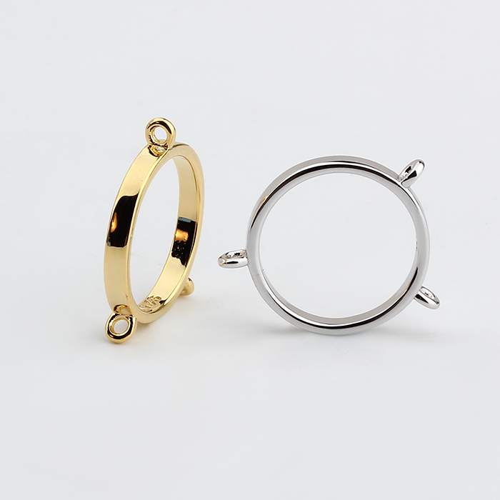 925 Sterling Silver Round Circle Shiny Connector