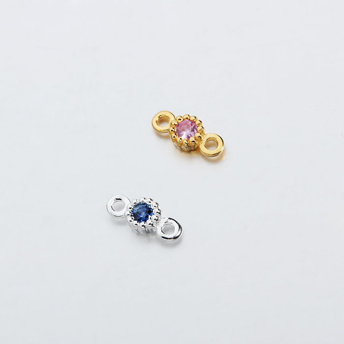 925 Sterling Silver Gemstone Round Connector Charm --3mm