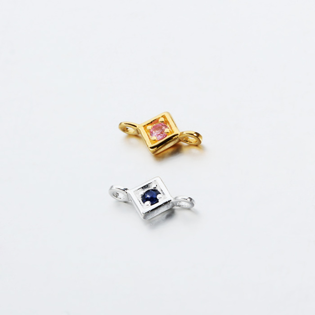 925 Sterling Silver Gemstone Diamond Connector --5mm