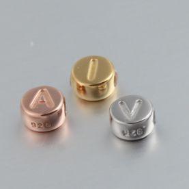 925 Sterling Silver A-Z 26 Letters Spacer Beads