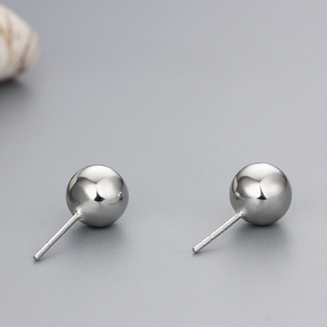 925 Sterling Silver Round Ball Stud Earrings