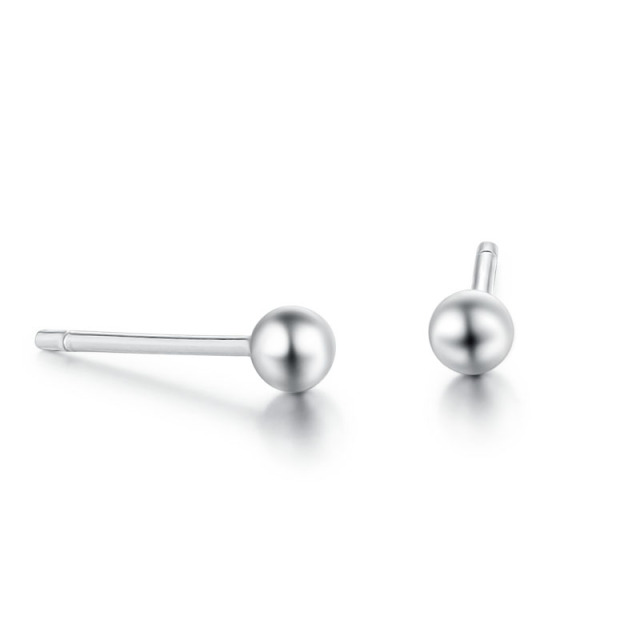 925 Sterling Silver Round Ball Stud Earrings