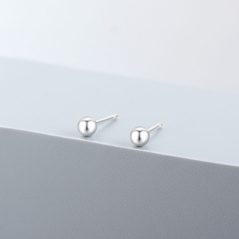 925 Sterling Silver Round Ball Stud Earrings