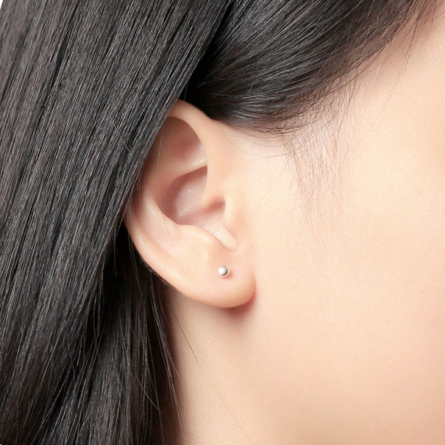 925 Sterling Silver Round Ball Stud Earrings