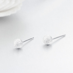 925 Sterling Silver Frosted Ball Stud Earrings