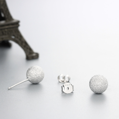 925 Sterling Silver Frosted Ball Stud Earrings
