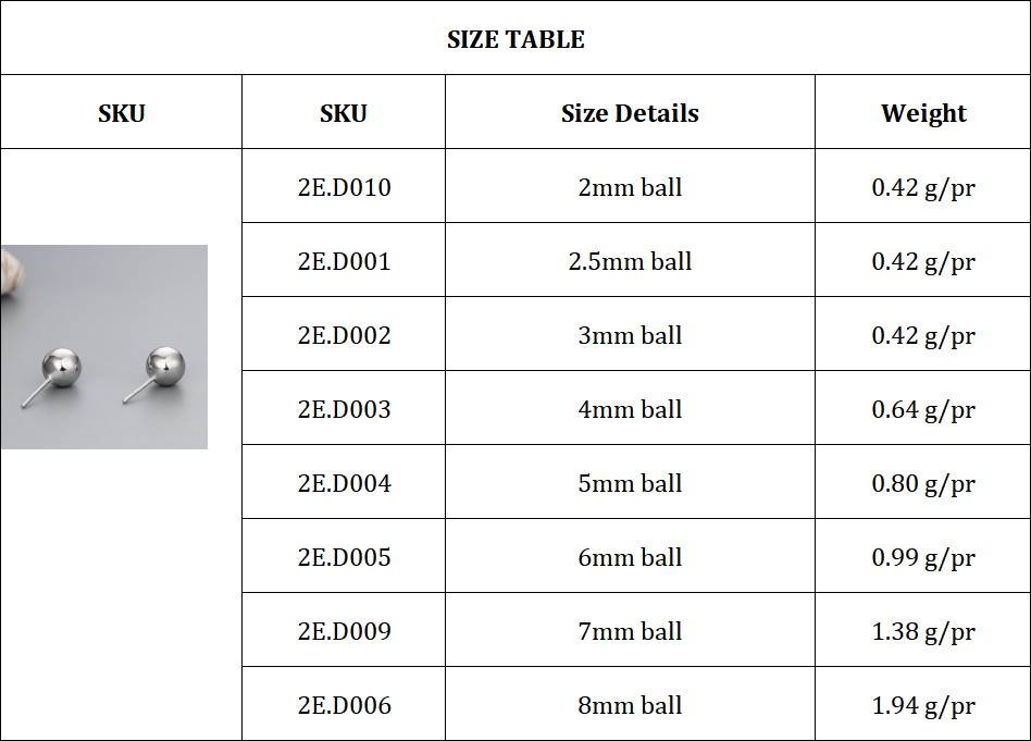 925 Sterling Silver Round Ball Stud Earrings