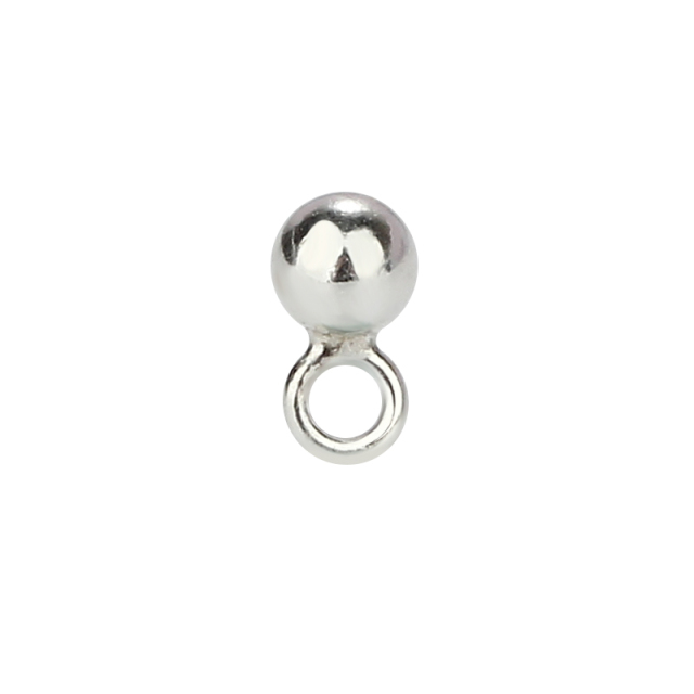 925 Sterling Silver Round  Ball Stud Earring Findings with Loop