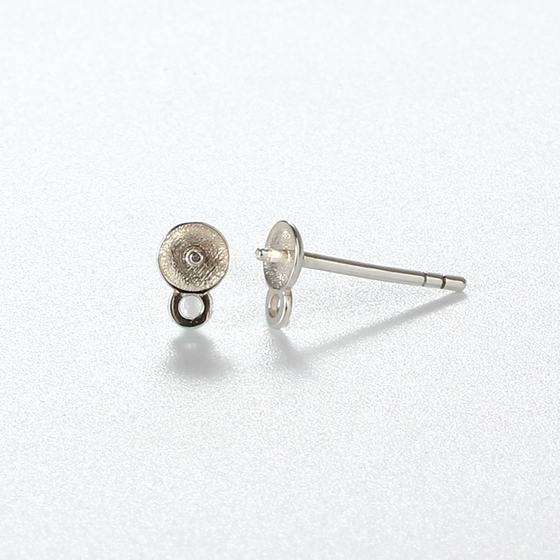 925 Sterling Silver Pearl Cup Stud Earrings Findings with Loop