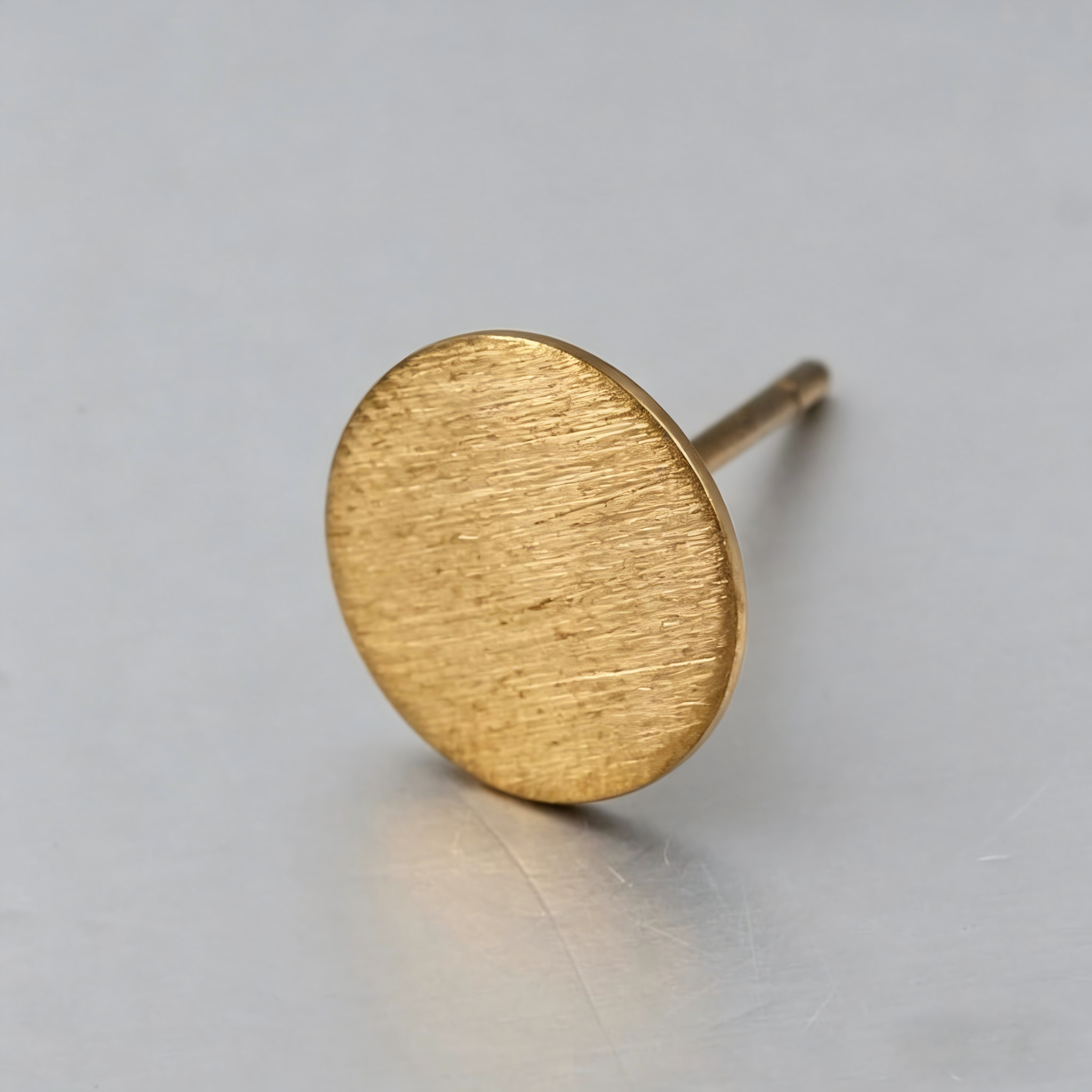 925 Sterling Silver Brushed Textured Flat Round Stud Earrings