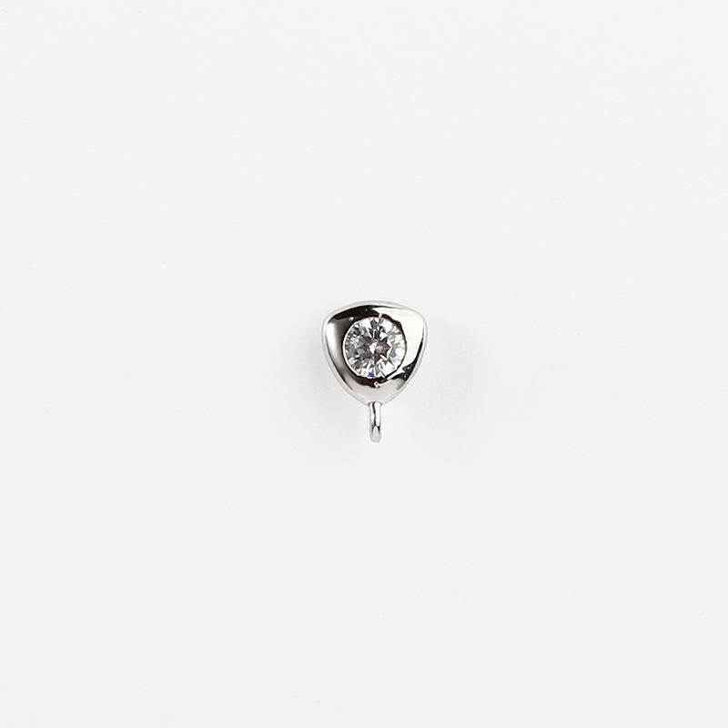 925 Sterling Silver Triangle CZ Earstud Findings