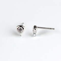 925 Sterling Silver Triangle CZ Earstud Findings