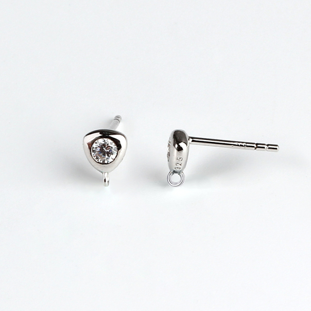 925 Sterling Silver Triangle CZ Earstud Findings