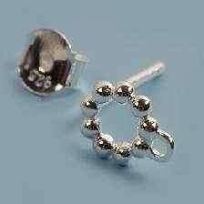 925 Sterling Silver Beaded Circle Earstud Findings