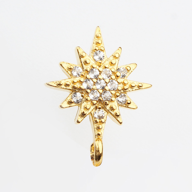 925 Sterling Silver CZ North Star Earstud Findings