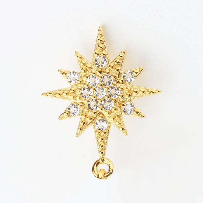 925 Sterling Silver CZ North Star Earstud Findings