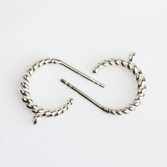 925 Sterling Silver Rope-Textured C-Shaped Earstud Findings