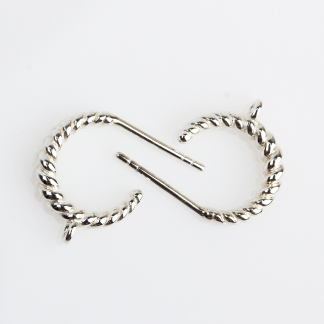 925 Sterling Silver Rope-Textured C-Shaped Earstud Findings
