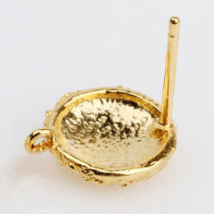 925 Sterling Silver Round Hammered Earstud Findings