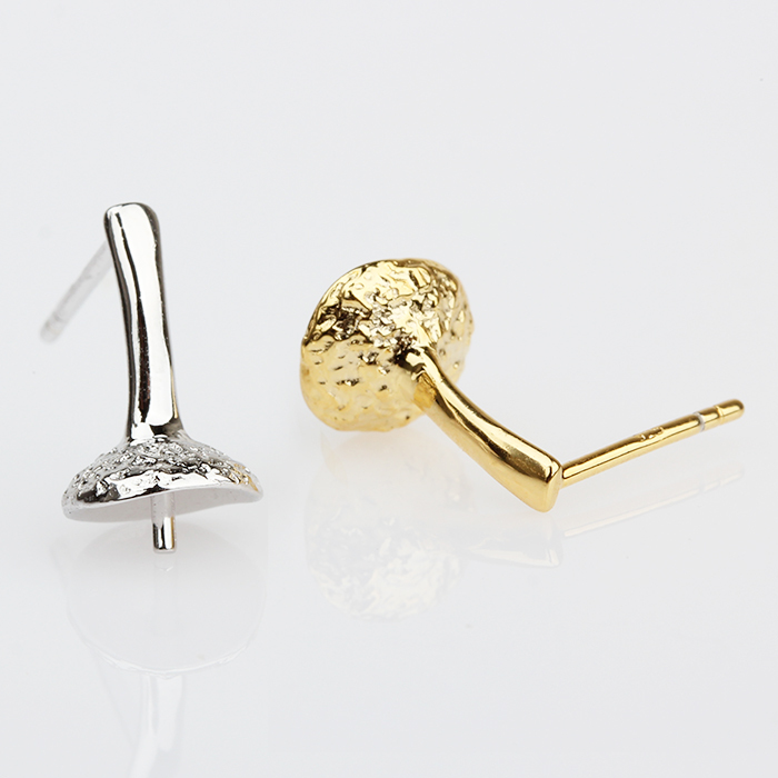 925 Sterling Silver Hammered Pearl Earstud Findings