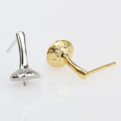 925 Sterling Silver Hammered Pearl Earstud Findings