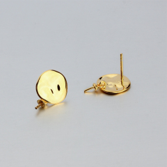 925 Sterling Silver Flat Round Earstud Findings with pearl cup