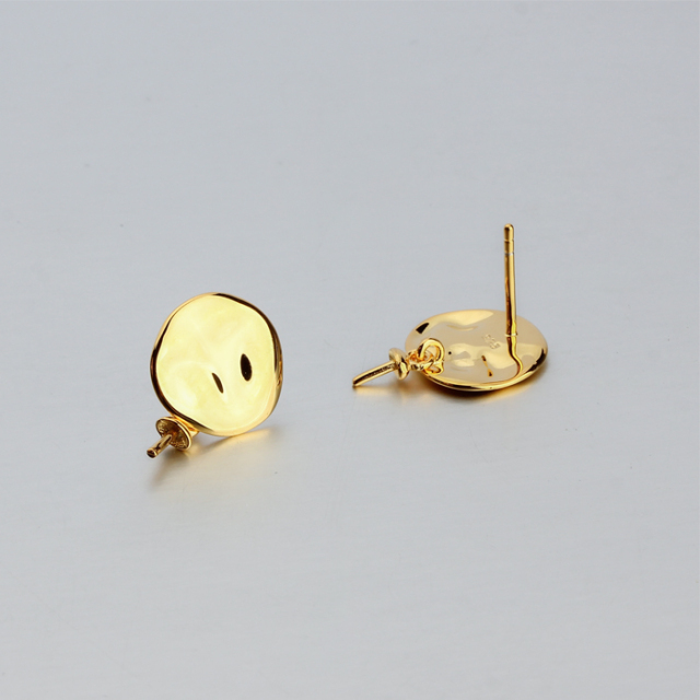 925 Sterling Silver Flat Round Earstud Findings with pearl cup