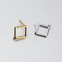 925 Sterling Silver Open Square Earstud Findings