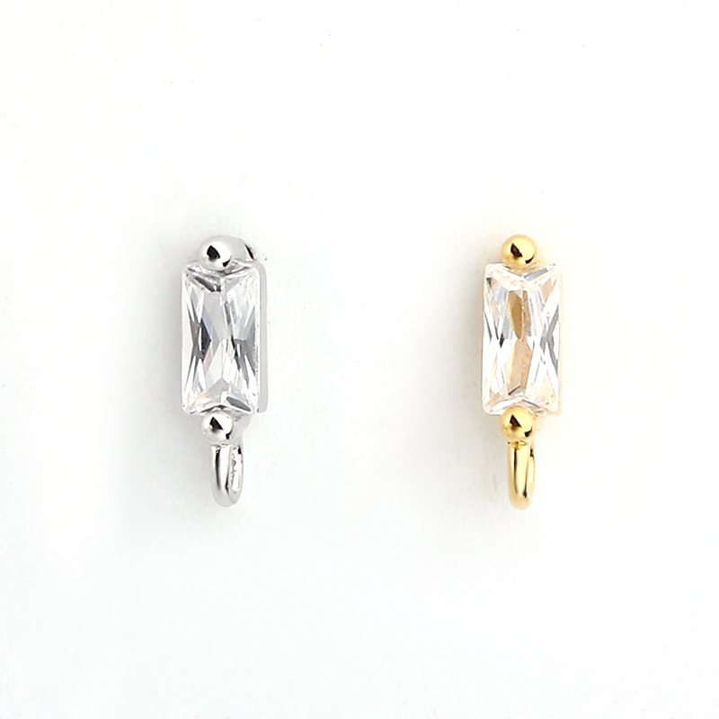 925 Sterling Silver 2.5*5mm Baguette CZ Earstud Findings