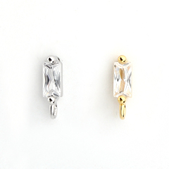 925 Sterling Silver 2.5*5mm Baguette CZ Earstud Findings