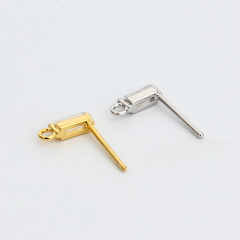 925 Sterling Silver 2.5*5mm Baguette CZ Earstud Findings