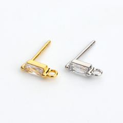 925 Sterling Silver 2.5*5mm Baguette CZ Earstud Findings