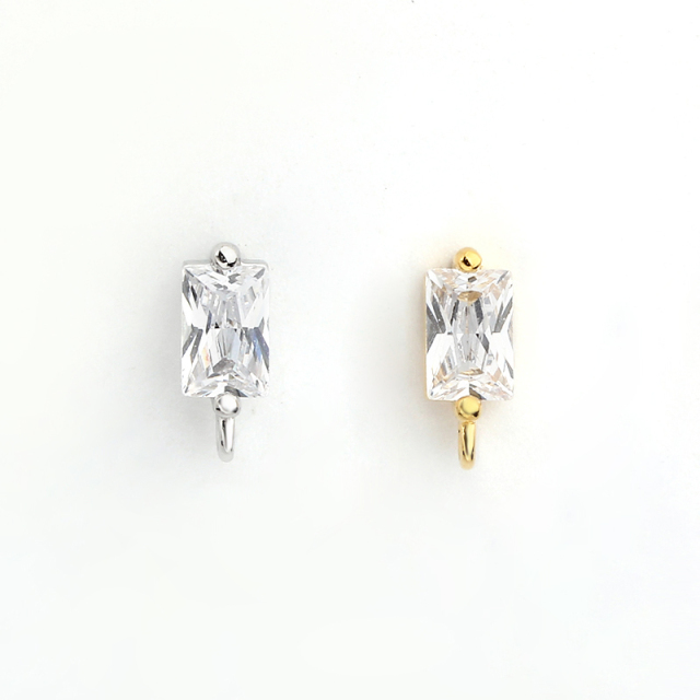 925 Sterling Silver 4*6mm Baguette CZ Earstud Findings