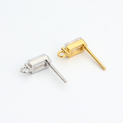 925 Sterling Silver 4*6mm Baguette CZ Earstud Findings