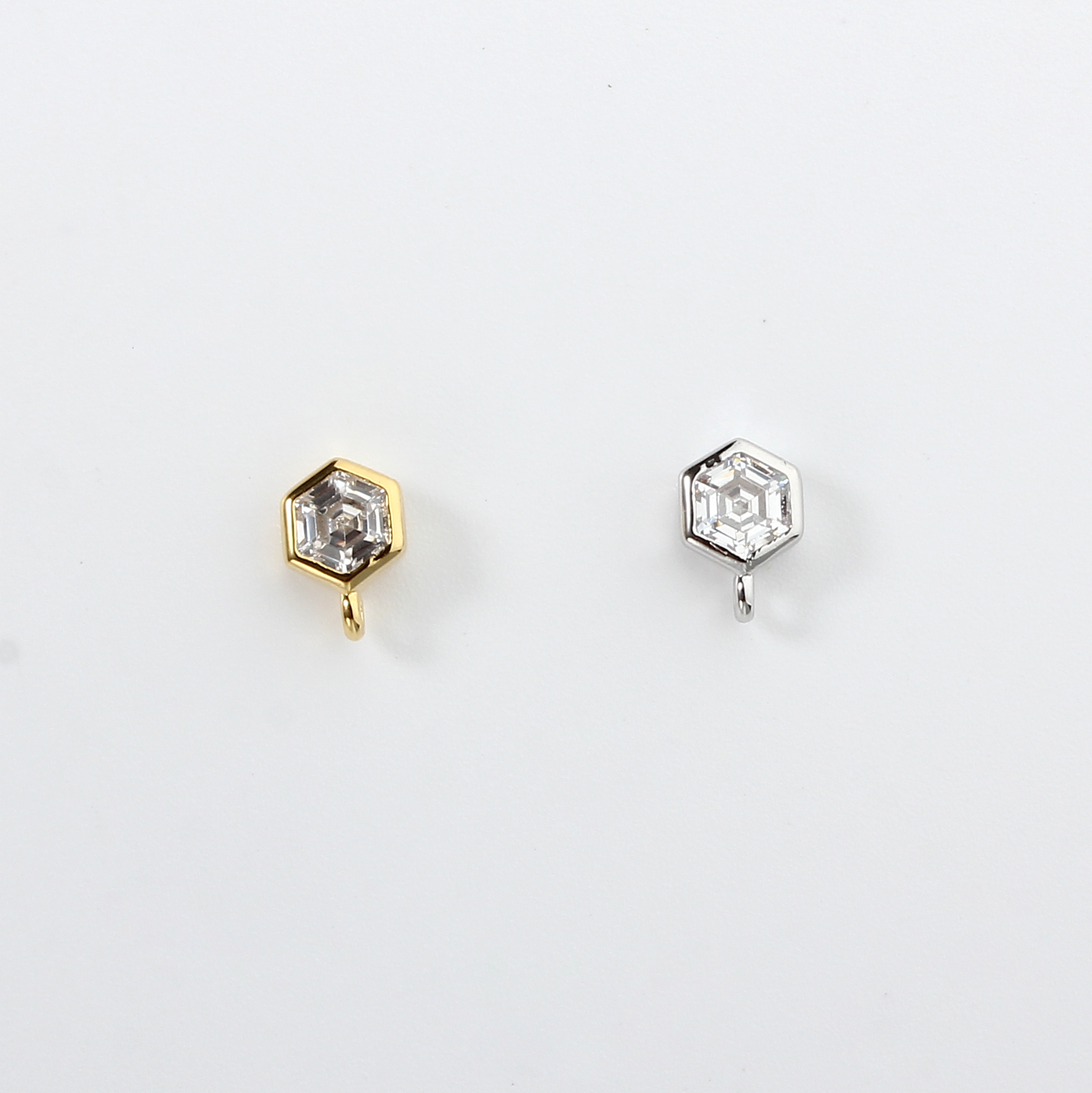 925 Sterling Silver 4*4mm Hexagonal CZ Earstud Findings