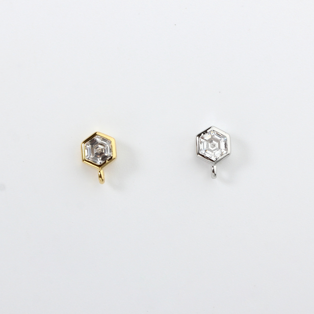 925 Sterling Silver 4*4mm Hexagonal CZ Earstud Findings