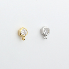 925 Sterling Silver 4*4mm Hexagonal CZ Earstud Findings