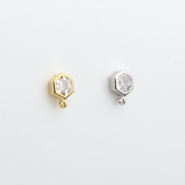 925 Sterling Silver 4*4mm Hexagonal CZ Earstud Findings