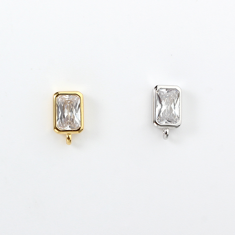 925 Sterling Silver 4*6mm Baguette CZ Earstud Findings