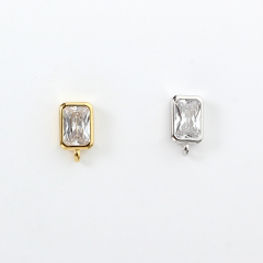 925 Sterling Silver 4*6mm Baguette CZ Earstud Findings