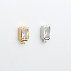 925 Sterling Silver 4*6mm Baguette CZ Earstud Findings