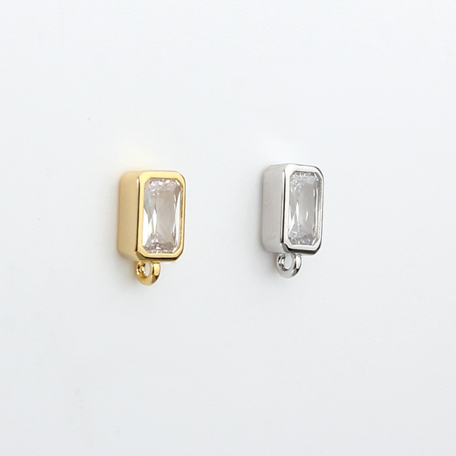 925 Sterling Silver 4*6mm Baguette CZ Earstud Findings