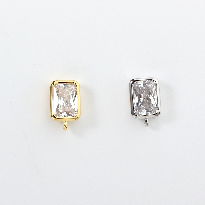 925 Sterling Silver 5*7mm Baguette CZ Earstud Findings