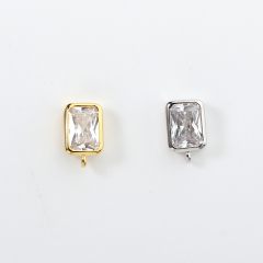 925 Sterling Silver 5*7mm Baguette CZ Earstud Findings