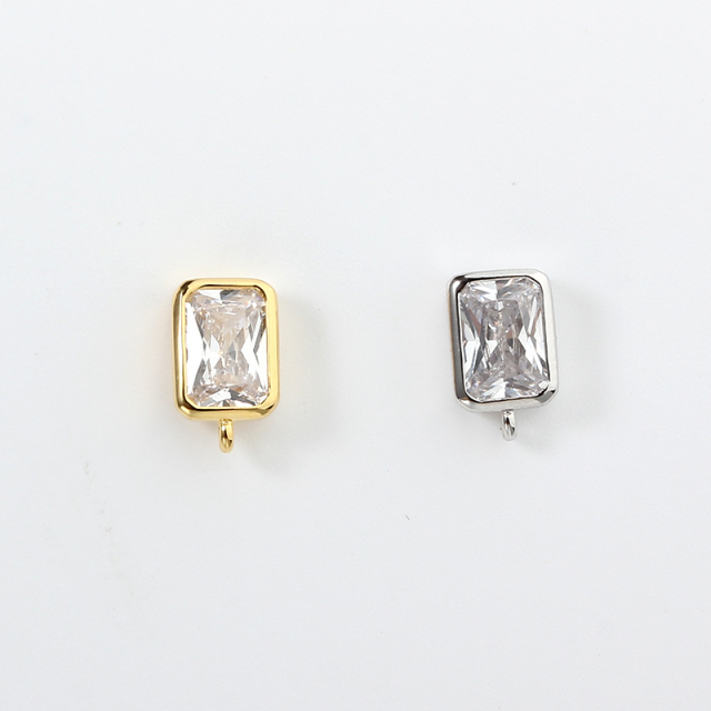 925 Sterling Silver 5*7mm Baguette CZ Earstud Findings