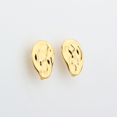 925 Sterling Silver Organic Textured Irregular Oval Earstud Findings
